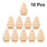 SEWACC Wood Decor 10pcs Unfinished Wooden Christmas Trees Mini Wood Christmas Trees Blank Wood Xmas Tree Wooden Dolls for DIY Arts Crafts Drawing SEWACC