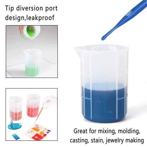 3 PCS 300ml Silicone Measuring Cup Epoxy Mixing Cup Large Reusable Silicone Cups for Resin Mixing Silicone Measuring Cups for Resin - WoodArtSupply