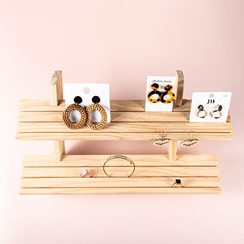 Eiyye Wood Desktop Display, Ring Earring Large Capacity Jewelry Display Stand, Figure Display Stand Craft Showing Organizer Tray For Retail Display Eiyye