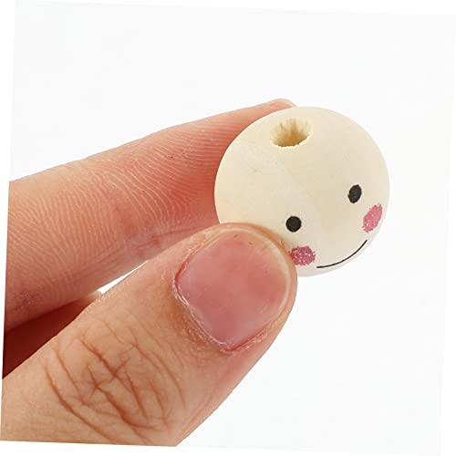 Operitacx 20pcs Doll Wooden Beads Wooden Beads Bulk Kids Beads Face Wood Spacer Beads Doll Head Beads Wooden Head Beads Smile Spacer Beads Crafts for Operitacx