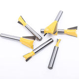 KOWOOD Dovetail Router Bit Set 6 Sizes with 1/4 Inch Shank ,Cutting Dia in 1/4" 3/8" 1/2" 5/8" 3/4" 7/8" Wood Milling Cutter Tool for Making Boxes KOWOOD
