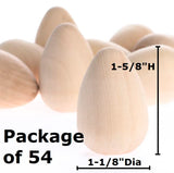 Pack of 54 Unfinished Wood Eggs with Flat Bottoms by Factory Direct Craft - Wooden Natural Blank Eggs for DIY Easter Holiday Crafts - Size: 1-5/8" H Factory Direct Craft