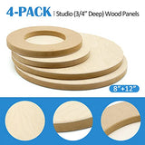 Unfinished Round Birch Wood Canvas Panels Kit, Falling in Art 4 Pack of 2 Sizes 8' and 12' Studio 3/4’’ Deep Cradle Boards for Pouring Art, Crafts, Falling in Art