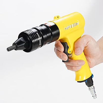 HIFESON Pneumatic Rivet Nut Gun with 1/4 & 5/16 & 3/8 Self-Locking Head Gun,Quick-Change Mandrels,Industrial Grade Adjustable Speed Air Rivnut Gun - WoodArtSupply