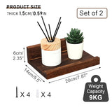 Z metnal Mini Floating Shelves, Small Natural Wooden Display Wall Shelf for Picture Ledge, Pawlownia, Wall Mounted, 8 x 5.5inch, 2 Pack Z metnal