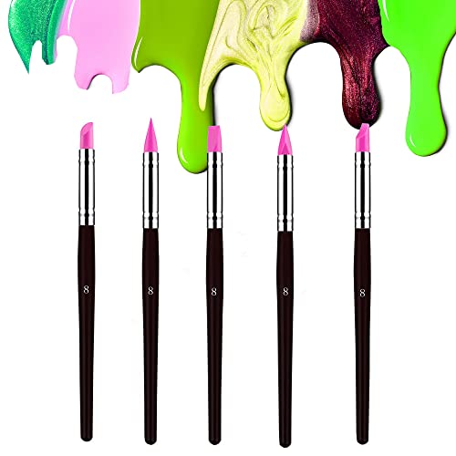 Sdanart Professional Silicone Rubber Tip Paint Pens Brushes，5pcs Silicone Paint Brush，Silicon Color Shapers Brushes，Rubber Paint Brush，Silicone Sdanart
