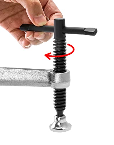 QWORK 12" Heavy Duty F Clamp, 4 Pack Drop-forged Bar Clamp, 4-3/4 Inch Throat Depth, Professional Forging Jaws, Rail, Spindle and Handle QWORK