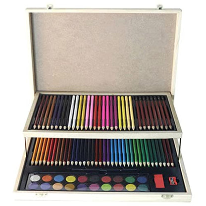 RMENST Art Supplies, 92 Pieces Deluxe Wood Art Set for Artist, Colored Pencils, Oil Pastels, Watercolor Cakes Creative Gift - WoodArtSupply