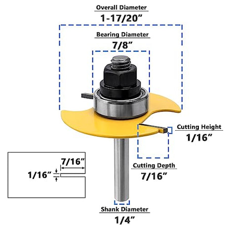 Mesee Biscuit Router Bit 1/4 Inch Shank Biscuit Joint Slot Cutter Woodworking Slotting Router Bit Wood Jointing Milling Tool - 1/16 Inch Cutting Mesee