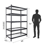 WORKPRO 5-Tier Metal Shelving Unit, 48”W x 24”D x 72”H, Heavy Duty Adjustable Storage Rack, 4000 lbs Load Capacity (Total), for Garage, Basement, WORKPRO