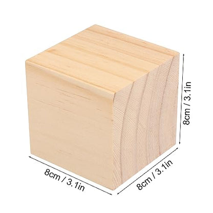 6 Packs Wooden Blocks for Crafts, 3.15 Inch Pine Wood Cubes, 8 x 8 x 8 cm Wooden Cubes for Paint, Stamp, Decorate, DIY Projects and Personalized - WoodArtSupply