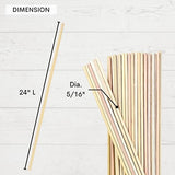 ILOT Wooden Dowel Rods 5/16 x 24 Inch Round Unfinished Hardwood Craft Sticks for DIY Lollipops Cake Support, 50 Pieces ILOT