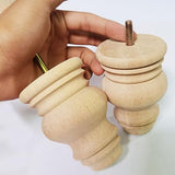 Btibpse 4 Inch Wooden Furniture Legs, Solid Wood Unpainted Replacement Furniture Legs, Ottoman/Loveseat Replacement Legs, Cabinet Btibpse