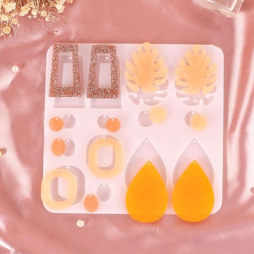 BIGEBO Resin Earring Molds Silicone, Resin Mold Jewelry Resin UV Resin Mold Kit Bundle Clearance for Jewelry Making Silicone Molds for Keychain Charm - WoodArtSupply