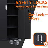 Aobabo Metal Garage Storage Cabinet with Wheels,72In High Lockable Steel Storage Cabinet for Garage Home Office Storage, Black Required-Assembly Aobabo