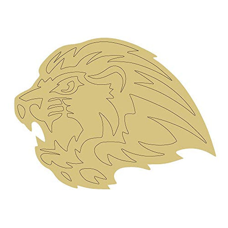 Lion Design by Lines Cutout Unfinished Wood Animal Decor Mascot Coloring Book Door Hanger Everyday MDF Shape Canvas Style 4 Art 1 (12") Diverse Woodworking