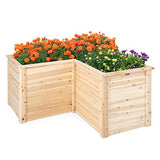 Giantex Raised Garden Bed, 47.5x47.5x24.5 Inch Wooden Planter Box, Outdoor L-Shaped Deep Garden Bed for Sapling Flower Herb Vegetable Fruit Giantex