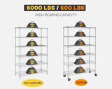 BestMassage Wire Shelving Unit Heavy Duty Garage Storage Shelves Large Metal Shelf Organizer 6-Tier Height Adjustable Commercial Grade Utility Steel BestMassage