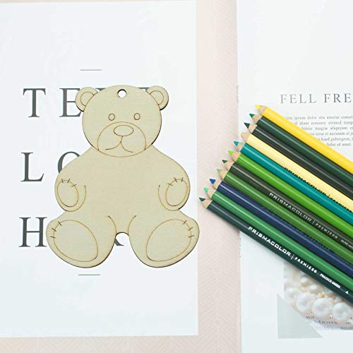 Lilyzhu 20-Pack Wooden Bear Shaped Cutouts Hanging Wood Sign for DIY Crafts (3.2 x 3.8 x 0.1 in) Lilyzhu
