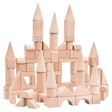 Timfuis Toddler Wooden Building Block Toys, 100 PCS Kids Natural Wood Stacking Blocks Set Standard Unit, Preschool Kindergarten Montessori Toy, Timfuis