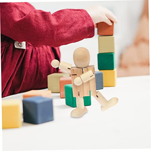 20 Pcs Wooden Robot Wood Educational Desktop Unpainted Peg People Unfinished Wooden Peg Doll Adjustable Wooden Figure Wood Human Figure Model DIY VILLCASE