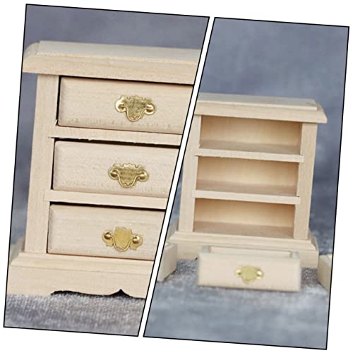 ibasenice 1pc Bedside Table Model Mini End Table Dollhouse Bedroom Unfinished Nightstand Dollhouse Dressing Table Miniature Furniture Wood Night ibasenice