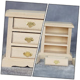 ibasenice 1pc Bedside Table Model Mini End Table Dollhouse Bedroom Unfinished Nightstand Dollhouse Dressing Table Miniature Furniture Wood Night ibasenice