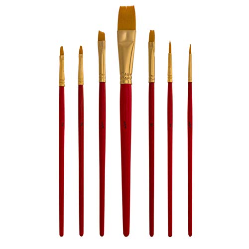 U.S. Art Supply Golden Taklon 7-Piece Nylon Hair Artist Paint Brush Set U.S. Art Supply