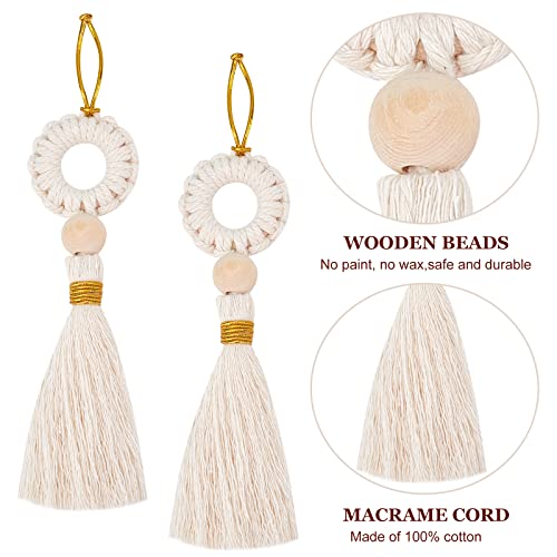 FREEBLOSS 6 Set Christmas Macrame Kit for Beginners Christmas Tree Hanging Ornaments for Holiday Wall Hanging - WoodArtSupply