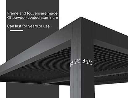 PURPLE LEAF Louvered Pergola 12' x 20' Outdoor Aluminum Pergola with Adjustable Roof for Deck Backyard Garden Grey Hardtop Gazebo - WoodArtSupply