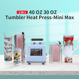 PYD Life 110 V 2 in 1 40 OZ 30 OZ Tumbler Heat Press Machine Mini Max Light Blue Touch Screen for 40 OZ 30 OZ 20 OZ 16 OZ Sublimation Tumbler,for PYD Life