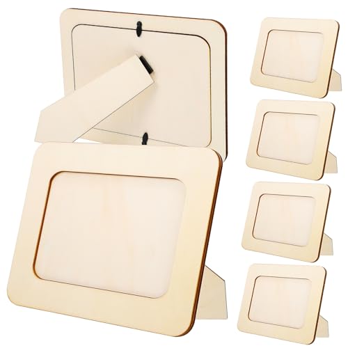 ABOOFAN 6Pcs 6 unfinished wood craft frames picture frames wood frame wooden child desktop decorate postcard photo bulk Wood parent-child Vertical ABOOFAN
