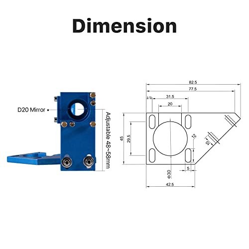 Ultrarayc K Series CO2 Laser Head Set with 20mm Mirrors and Lens D20 FL50.8 for K4060 40W 50W CO2 Laser Engraver Cutter Machine(Blue) - WoodArtSupply