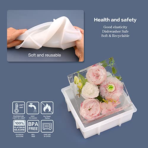 Square Silicone Molds for Resin, Large Resin Molds, Deep Resin Molds for Flowers Preservation, Epoxy Molds for Resin Casting DIY Insect Specimens Actvty