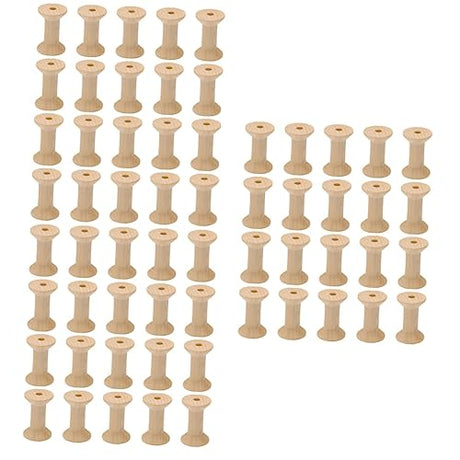 COHEALI 300 Pcs Wooden Thread Spools Crafts Sewing Wooden Spool Empty Thread Spools Yarn Bobbins Wood Spools Weaving Bobbins Embroidery Kit COHEALI