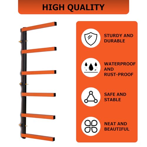 ECOTRIC 6 Levels Shelf Lumber Rack Lumber Storage Rack Lumber Organizer Wood Organizer Steel Wall Mounted Max 600 Lb (1 Pack) ECOTRIC