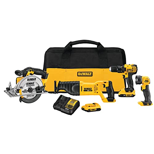 DEWALT 20V MAX Power Tool Combo Kit, 4-Tool Cordless Power Tool Set with 2 Batteries and Charger (DCK423D2) - WoodArtSupply