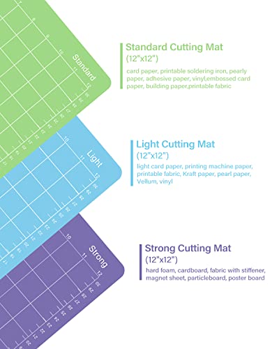 Gwybkq Cutting Mat 8 Packs for Cricut Explore One/Air/Air 2/Maker 12x12 Variety Grip Non-Slip Durable Mats Sticky (Light,Standard,Strong) Grip