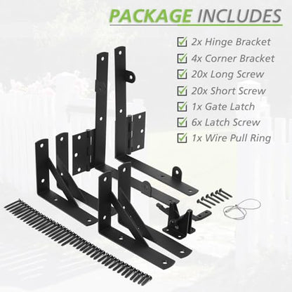 LANMIERT Fence Gate Kit, Anti Sag Gate Kit for Wooden Fence; Heavy Duty Gate Kit with Gate Latch; Gate Hardware for Wooden Gate Fence, Driveway
