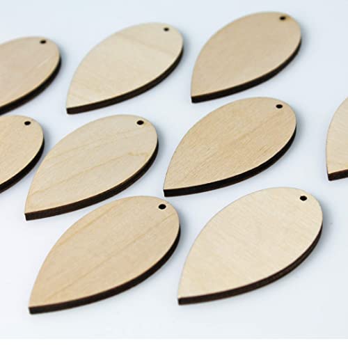 ALL SIZES BULK (12pc to 100pc) Unfinished Wood Laser Cutout Solid Reverse Teardrop Dangle Earring Jewelry Blanks Shape Crafts Made in Texas