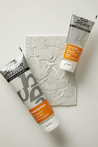 Pebeo Phase Kit-2 Tubes 100 ml + 250 ml Studio Acrylics Modelling Paste Crackled Effect White, Small Pebeo