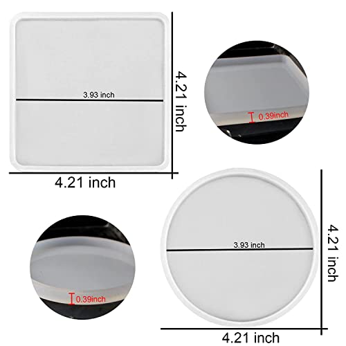 RESINWORLD 8 Pack Thick 4 inches Resin Coaster Molds Set + 4 Pack Flower Coaster Molds ResinWorld