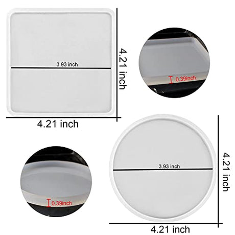 RESINWORLD 8 Pack Thick 4 inches Resin Coaster Molds Set + 4 Pack Flower Coaster Molds ResinWorld