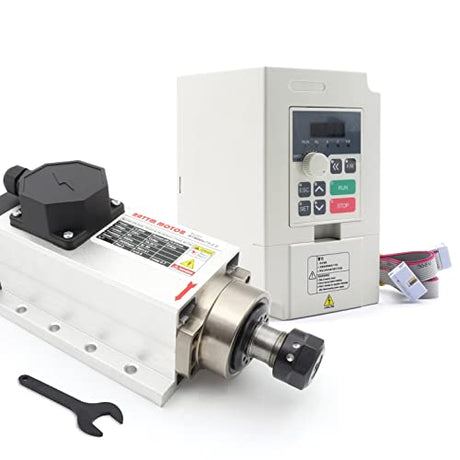 RATTMMOTOR CNC Spindle Motor Kit 220V, 2.2KW Air Cooled Spindle Motor Square Spindle Motor ER20+2.2KW VFD Inverter 220V Variable Frequency Drive RATTMMOTOR
