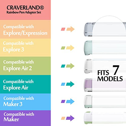 CRAVERLAND Pens Adapters for Cricut - Rainbow Pen Holders for Cricut Explore Air 3 Air 2 Air Maker 3 Maker 2 Maker to Compatible with At Least 40 - WoodArtSupply