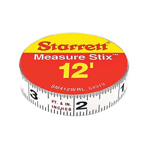 Starrett Tape Measure Stix with Adhesive Backing - Mount to Work Bench, Saw Table, Drafting Table - 1/2" x 12', English Metric, Right-Left Reading - Starrett