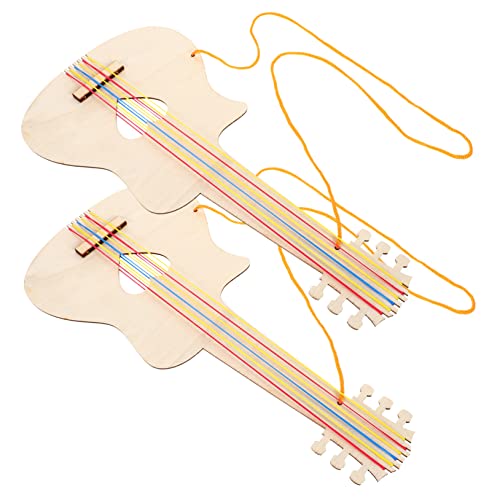 ibasenice 2pcs Wood Crafts for Kids Mini Toy DIY Graffiti Wooden Guitar Cutout Kids Small Guitar Mini Guitar Ukulele Toy Kids DIY Guitar Toys ibasenice