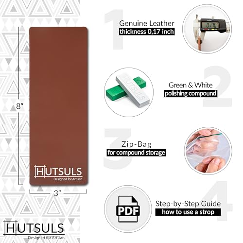 Hutsuls Knife Stropping Leather for Sharpening - Get Razor-Sharp Edges with Leather Strop for Knife Sharpening Easy to Use Leather Sharpening Strop