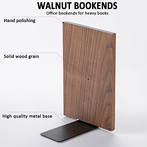 Muso Wood Handmade Walnut Book Ends, Non-Skid Bookends for Shelves, Large Sturdy Book Ends for Heavy Books, Decorative Book Shelf (1 Pair) - WoodArtSupply