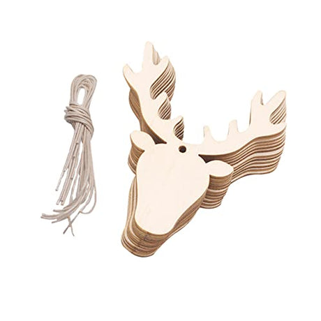 BESTOYARD 10PCS Wooden Deer Ornaments Unfinished Wood Tags Wooden Christmas Ornaments Christmas Wood Deer Hanging Wooden Ornaments for Crafts Wooden BESTOYARD